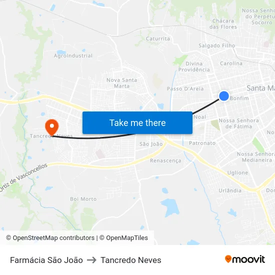 Farmácia São João to Tancredo Neves map