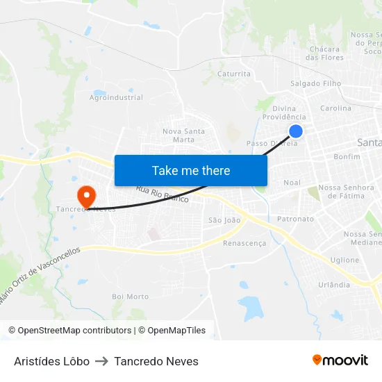 Aristídes Lôbo to Tancredo Neves map