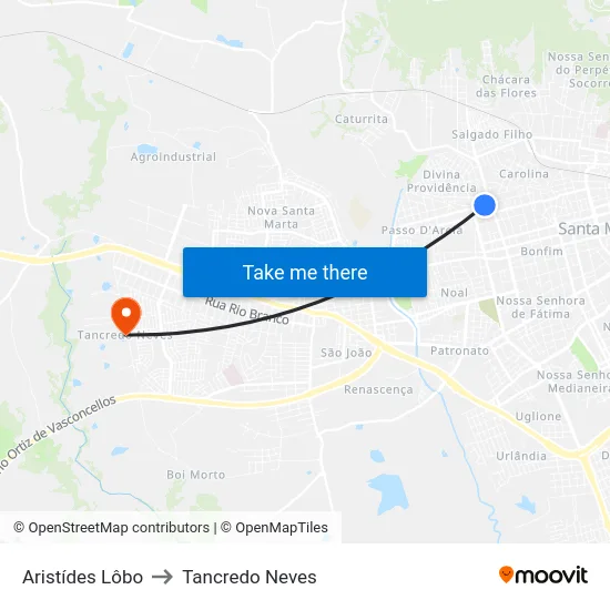 Aristídes Lôbo to Tancredo Neves map