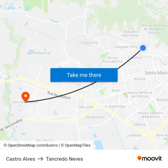 Castro Alves to Tancredo Neves map
