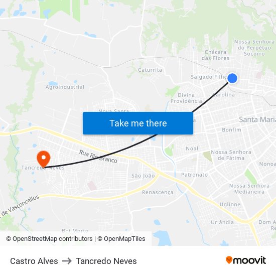 Castro Alves to Tancredo Neves map