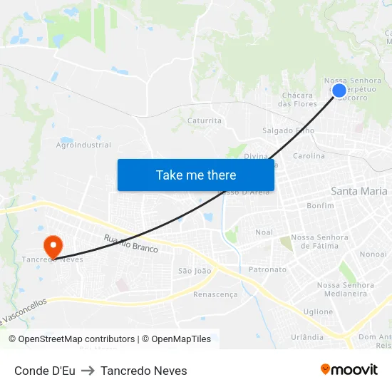 Conde D'Eu to Tancredo Neves map