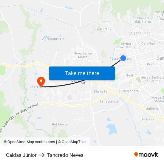 Caldas Júnior to Tancredo Neves map