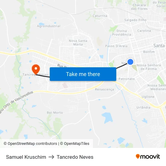 Samuel Kruschim to Tancredo Neves map