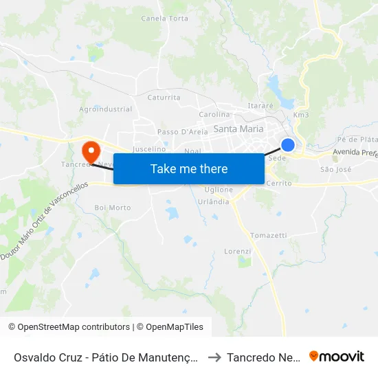 Osvaldo Cruz - Pátio De Manutenção All to Tancredo Neves map
