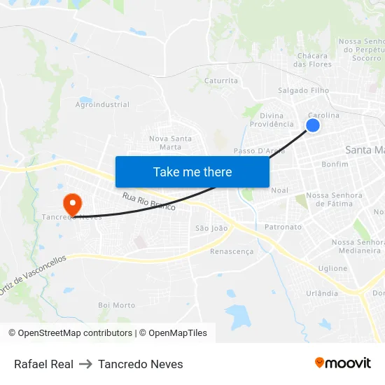 Rafael Real to Tancredo Neves map