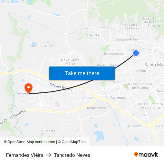 Fernandes Viêira to Tancredo Neves map