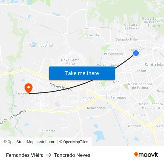 Fernandes Viêira to Tancredo Neves map