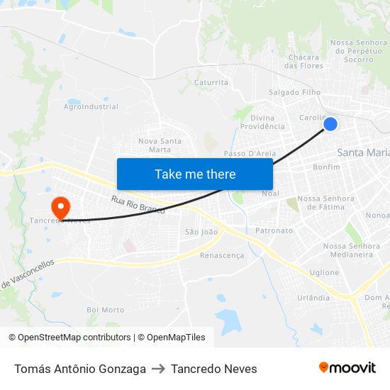 Tomás Antônio Gonzaga to Tancredo Neves map