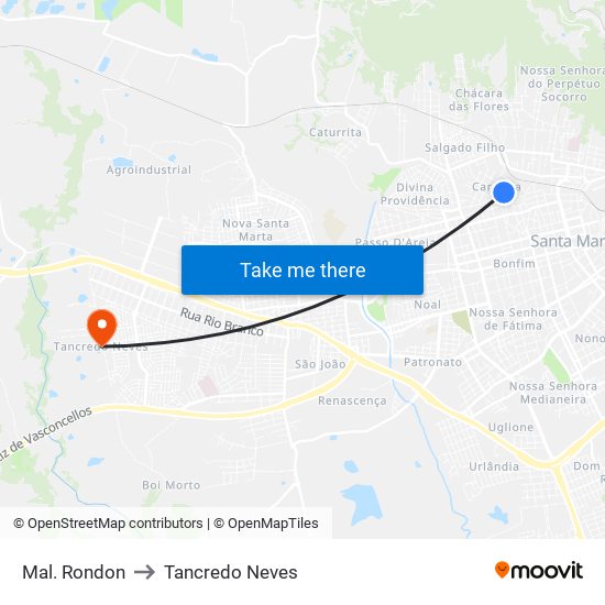 Mal. Rondon to Tancredo Neves map