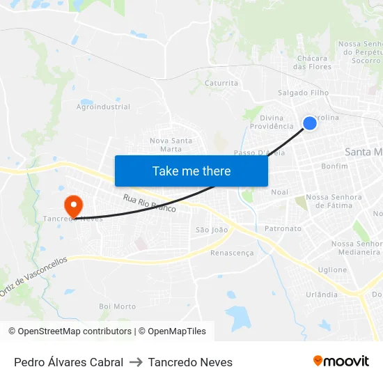 Pedro Álvares Cabral to Tancredo Neves map