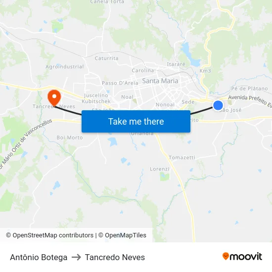 Antônio Botega to Tancredo Neves map