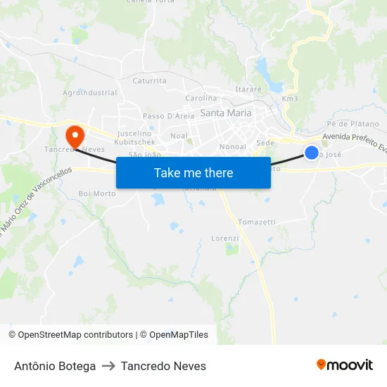 Antônio Botega to Tancredo Neves map