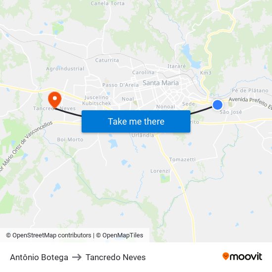 Antônio Botega to Tancredo Neves map