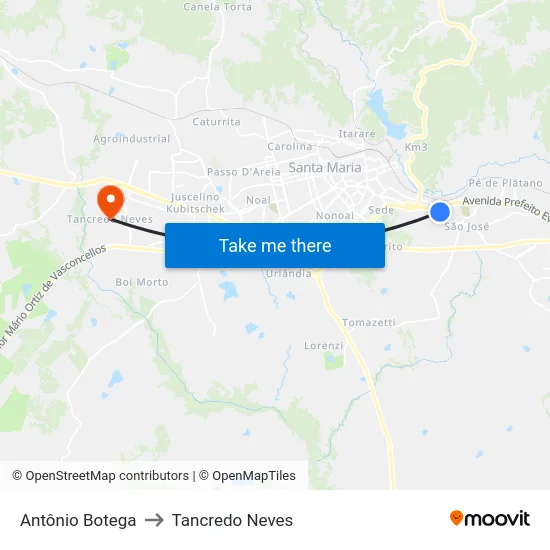 Antônio Botega to Tancredo Neves map