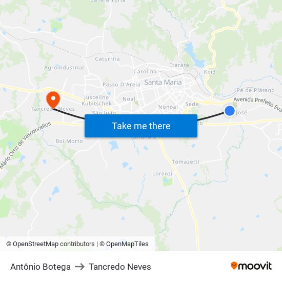 Antônio Botega to Tancredo Neves map