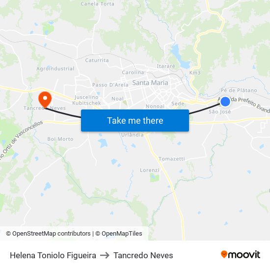 Helena Toniolo Figueira to Tancredo Neves map