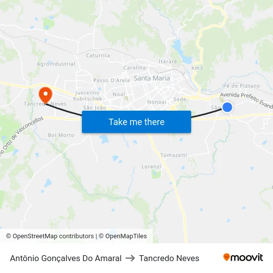 Antônio Gonçalves Do Amaral to Tancredo Neves map