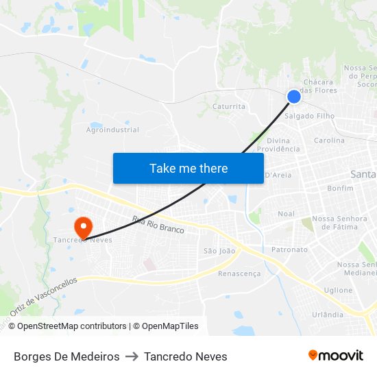 Borges De Medeiros to Tancredo Neves map