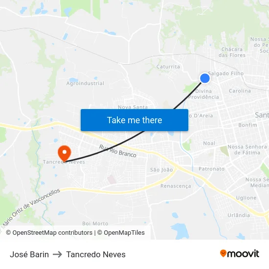 José Barin to Tancredo Neves map