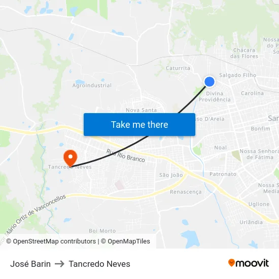 José Barin to Tancredo Neves map