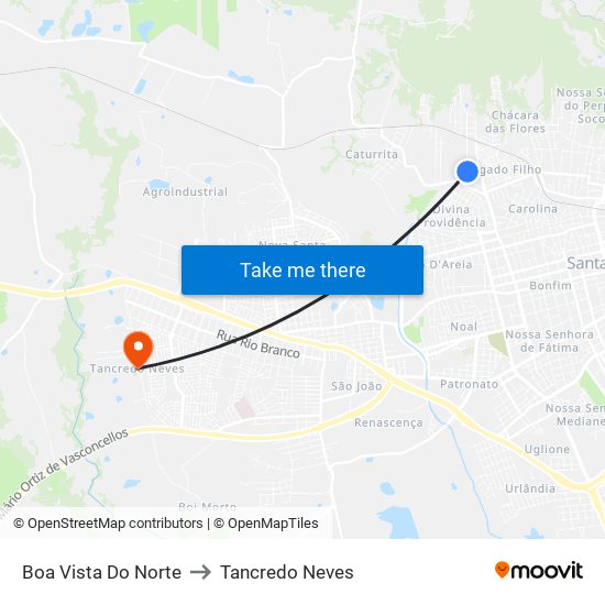 Boa Vista Do Norte to Tancredo Neves map