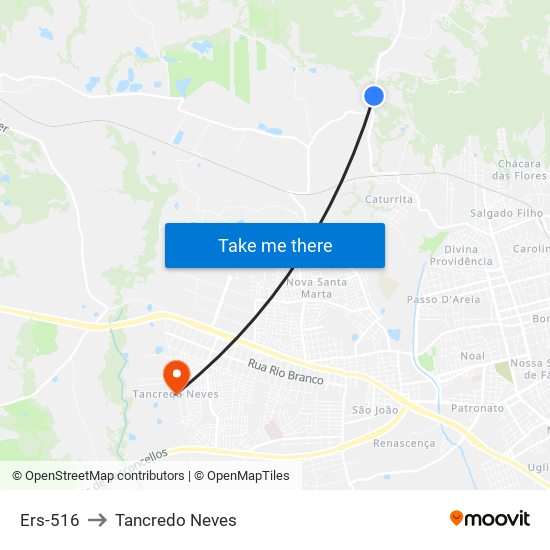 Ers-516 to Tancredo Neves map