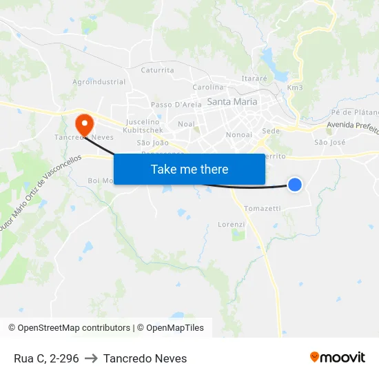 Rua C, 2-296 to Tancredo Neves map