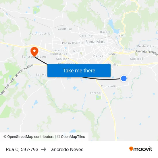Rua C, 597-793 to Tancredo Neves map