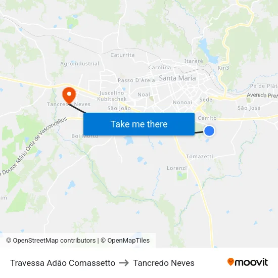 Travessa Adão Comassetto to Tancredo Neves map