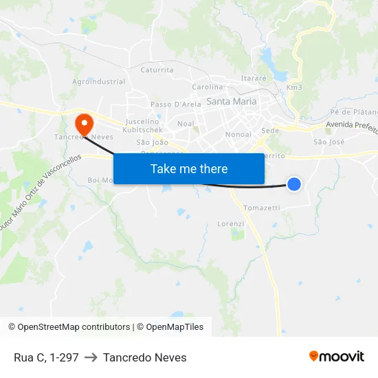 Rua C, 1-297 to Tancredo Neves map