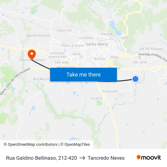 Rua Galdino Bellinaso, 212-420 to Tancredo Neves map