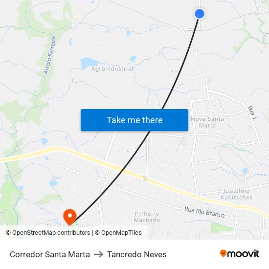 Corredor Santa Marta to Tancredo Neves map