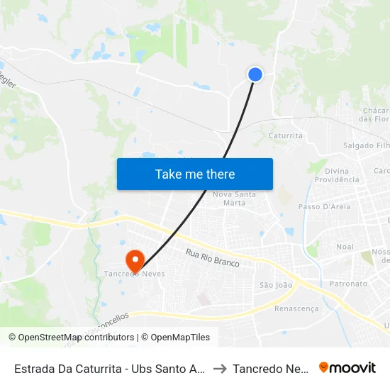 Estrada Da Caturrita - Ubs Santo Antão to Tancredo Neves map