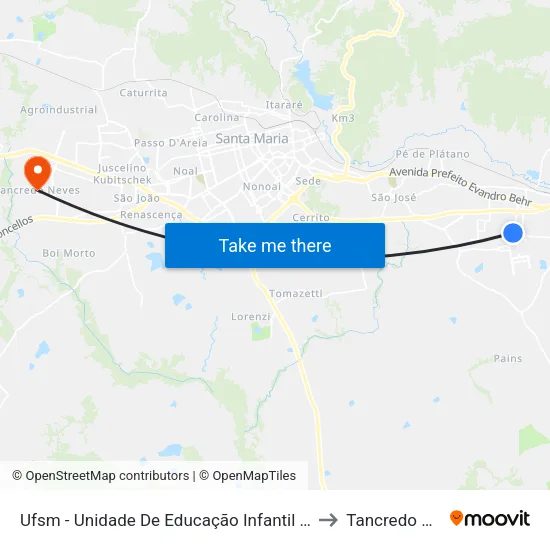 Ufsm - Unidade De Educação Infantil Ipê Amarelo to Tancredo Neves map