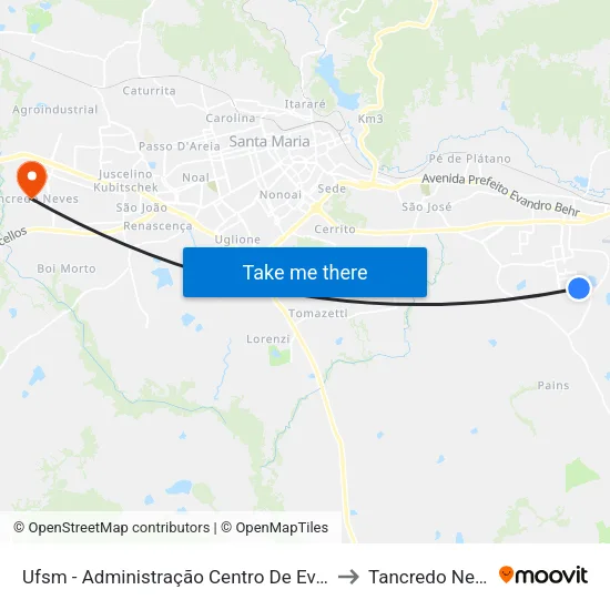 Ufsm - Administração Centro De Eventos to Tancredo Neves map