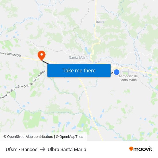 Ufsm - Bancos to Ulbra Santa Maria map