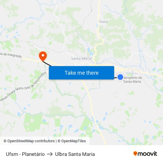 Ufsm - Planetário to Ulbra Santa Maria map