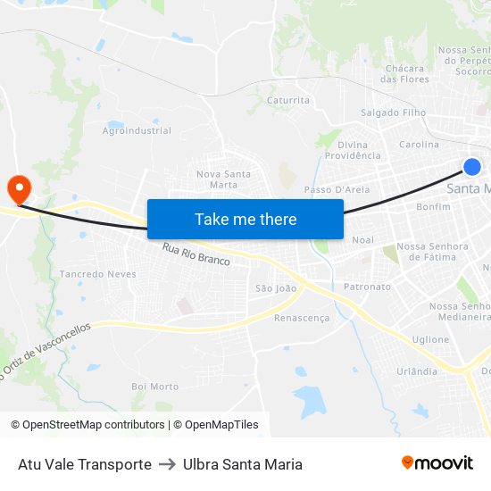 Atu Vale Transporte to Ulbra Santa Maria map