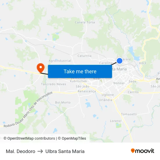 Mal. Deodoro to Ulbra Santa Maria map