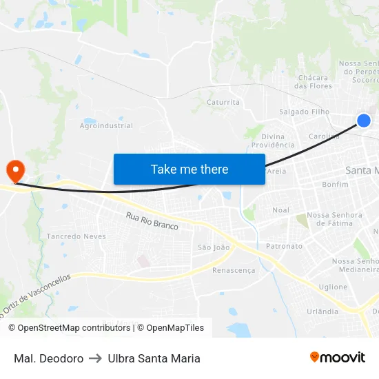 Mal. Deodoro to Ulbra Santa Maria map