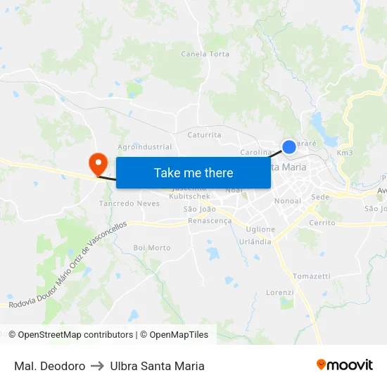 Mal. Deodoro to Ulbra Santa Maria map