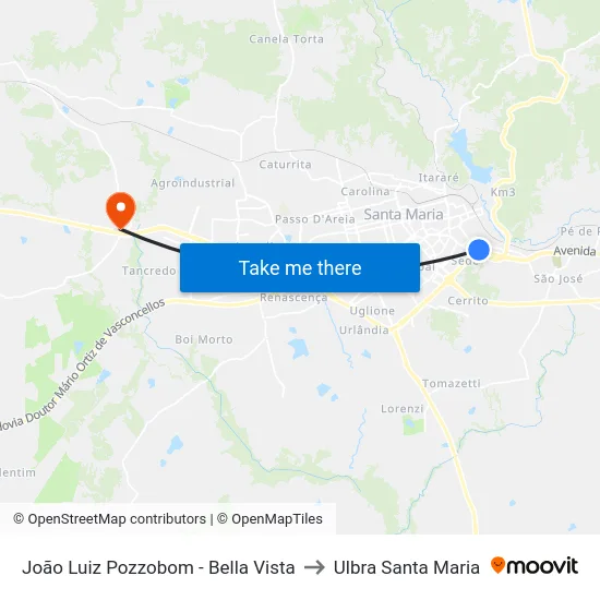 João Luiz Pozzobom - Bella Vista to Ulbra Santa Maria map