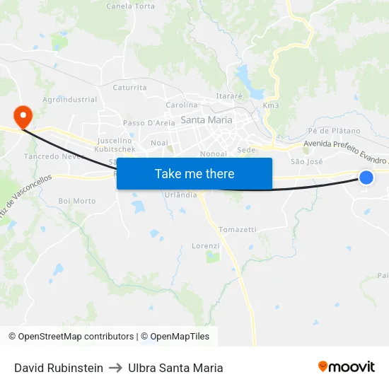 David Rubinstein to Ulbra Santa Maria map