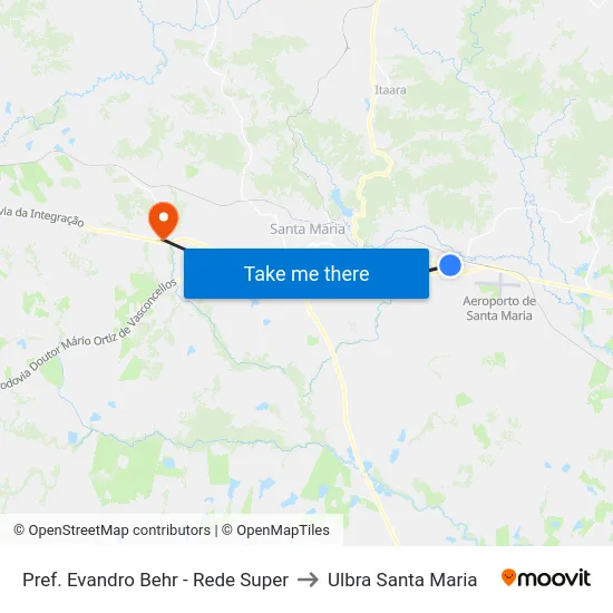 Pref. Evandro Behr - Rede Super to Ulbra Santa Maria map