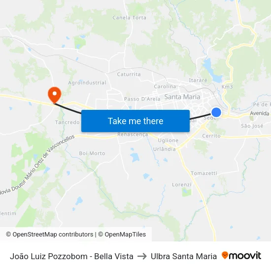João Luiz Pozzobom - Bella Vista to Ulbra Santa Maria map