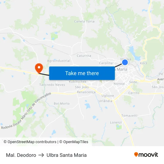 Mal. Deodoro to Ulbra Santa Maria map