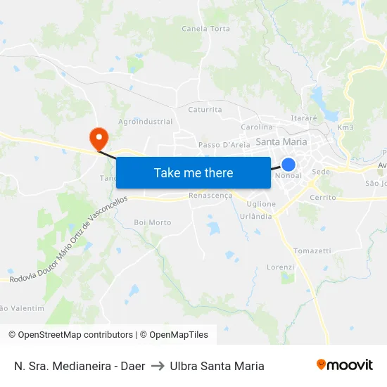 N. Sra. Medianeira - Daer to Ulbra Santa Maria map