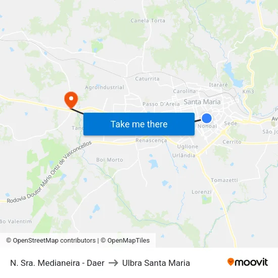 N. Sra. Medianeira - Daer to Ulbra Santa Maria map