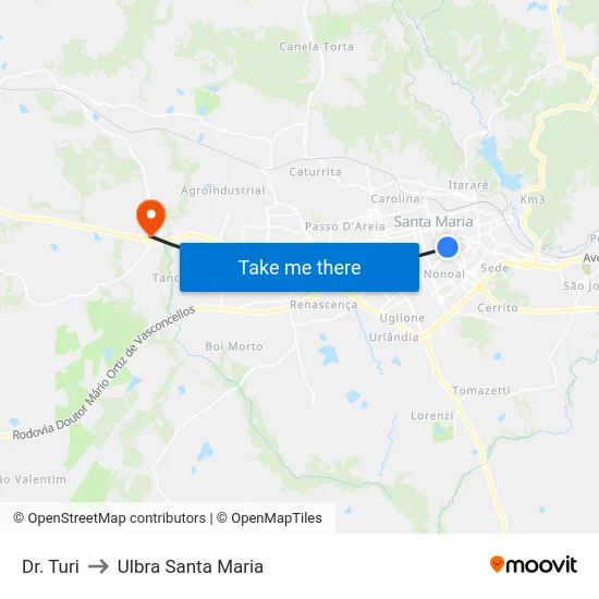 Dr. Turi to Ulbra Santa Maria map